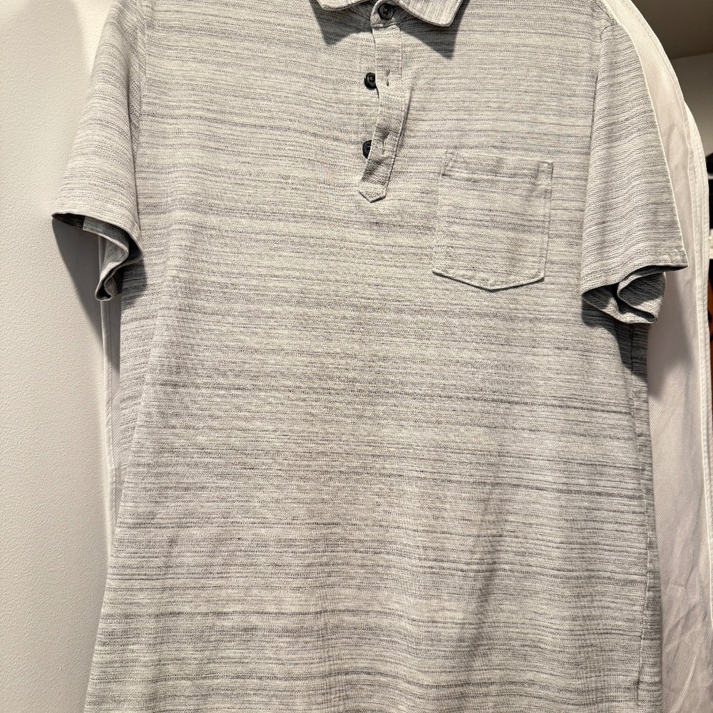 Banana Republic Performance Pique Polo Marled Grey Large Tall